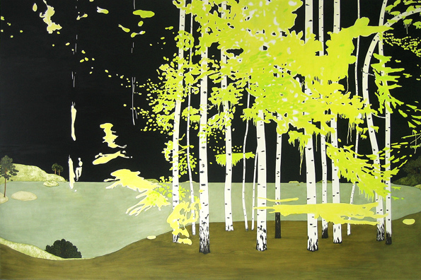 "golden" Gemälde von Miriam Jarrs (2008, 200x300 cm, Öl auf Leinwand) 